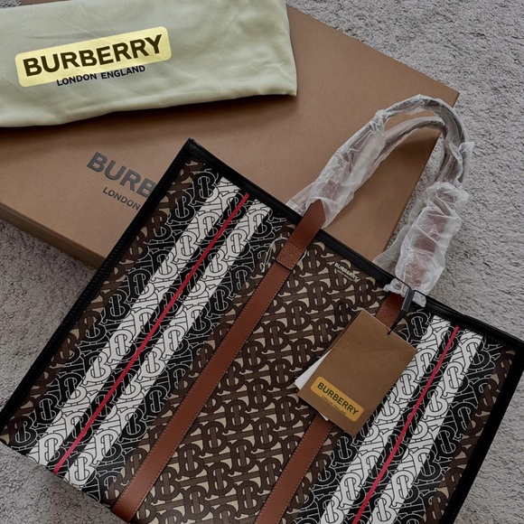 Burberry Brown and Black Monogram Tote - Picture 1 of 5
